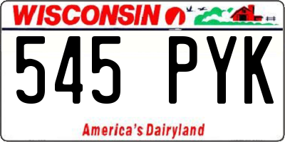 WI license plate 545PYK