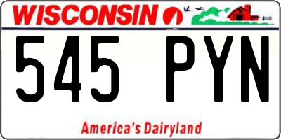 WI license plate 545PYN