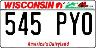 WI license plate 545PYO