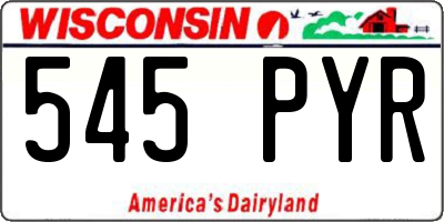 WI license plate 545PYR