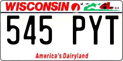 WI license plate 545PYT