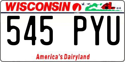 WI license plate 545PYU