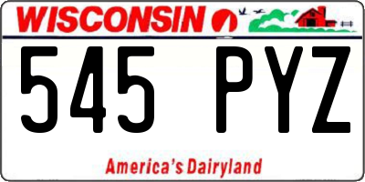 WI license plate 545PYZ