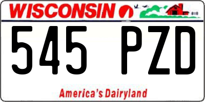 WI license plate 545PZD