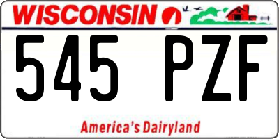 WI license plate 545PZF