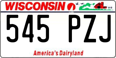 WI license plate 545PZJ