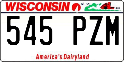 WI license plate 545PZM
