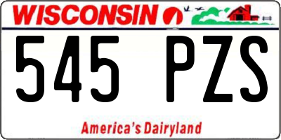 WI license plate 545PZS