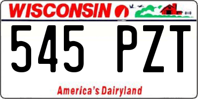 WI license plate 545PZT