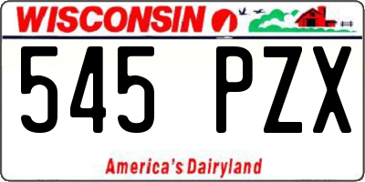 WI license plate 545PZX