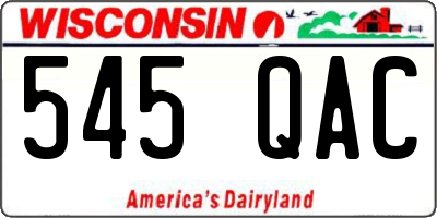 WI license plate 545QAC