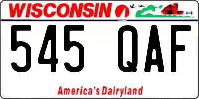 WI license plate 545QAF