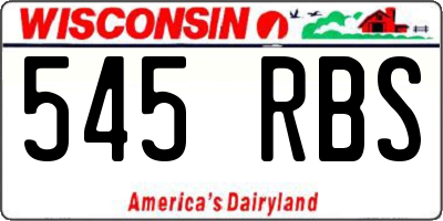 WI license plate 545RBS