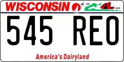 WI license plate 545REO