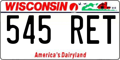 WI license plate 545RET