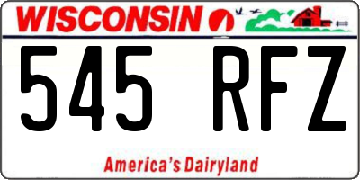 WI license plate 545RFZ