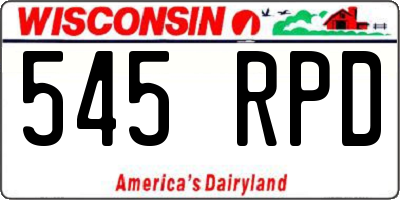 WI license plate 545RPD
