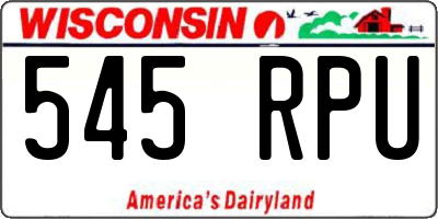 WI license plate 545RPU