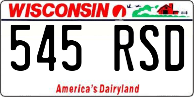 WI license plate 545RSD