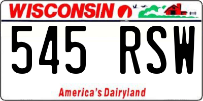 WI license plate 545RSW