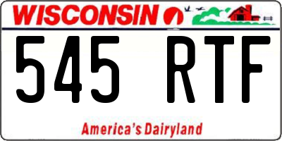 WI license plate 545RTF