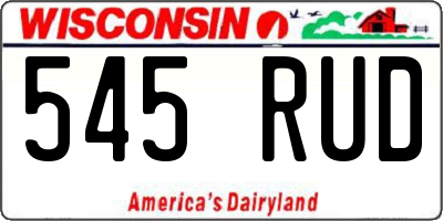 WI license plate 545RUD
