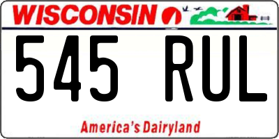 WI license plate 545RUL
