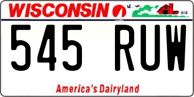 WI license plate 545RUW