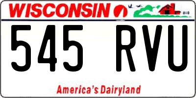 WI license plate 545RVU