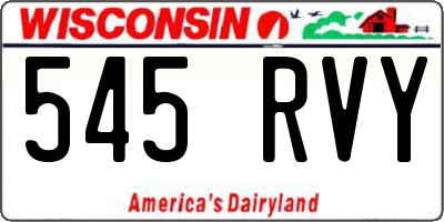 WI license plate 545RVY