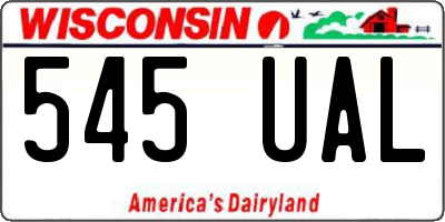 WI license plate 545UAL