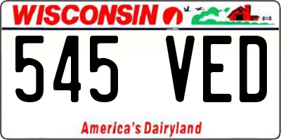 WI license plate 545VED
