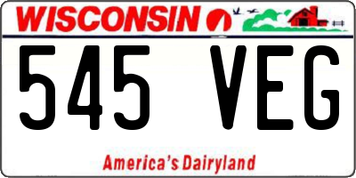 WI license plate 545VEG