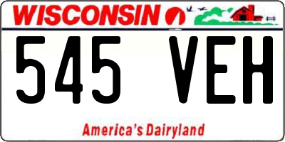 WI license plate 545VEH