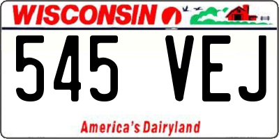 WI license plate 545VEJ