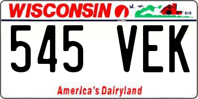WI license plate 545VEK