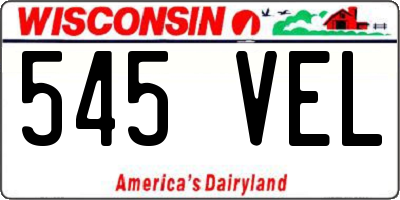 WI license plate 545VEL
