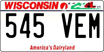 WI license plate 545VEM