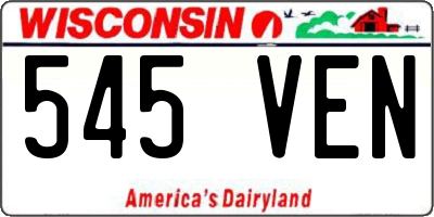 WI license plate 545VEN