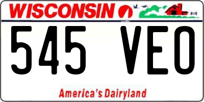 WI license plate 545VEO