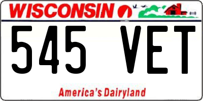 WI license plate 545VET