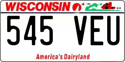 WI license plate 545VEU