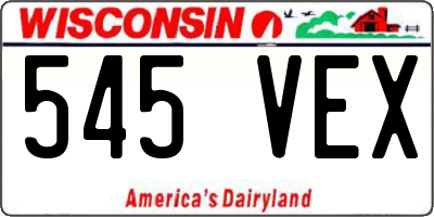 WI license plate 545VEX