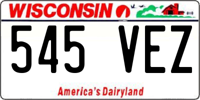 WI license plate 545VEZ