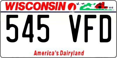 WI license plate 545VFD