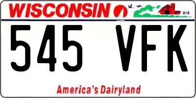 WI license plate 545VFK