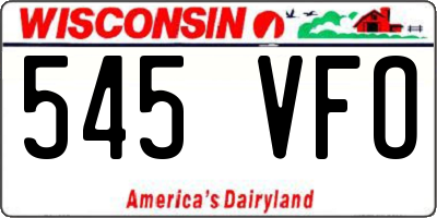WI license plate 545VFO