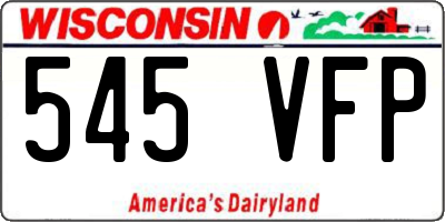 WI license plate 545VFP