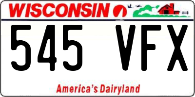 WI license plate 545VFX