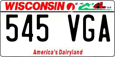 WI license plate 545VGA